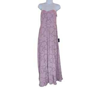 LULU'S Pink Garden of Romance Floral Burnout Strapless Maxi Dress Size M